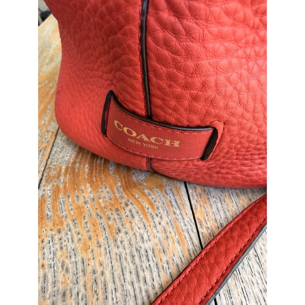 COACH Legacy Dream Soft Red Pebbled Leather Drawstring Bag 25306 Authentic - Picture 9 of 16